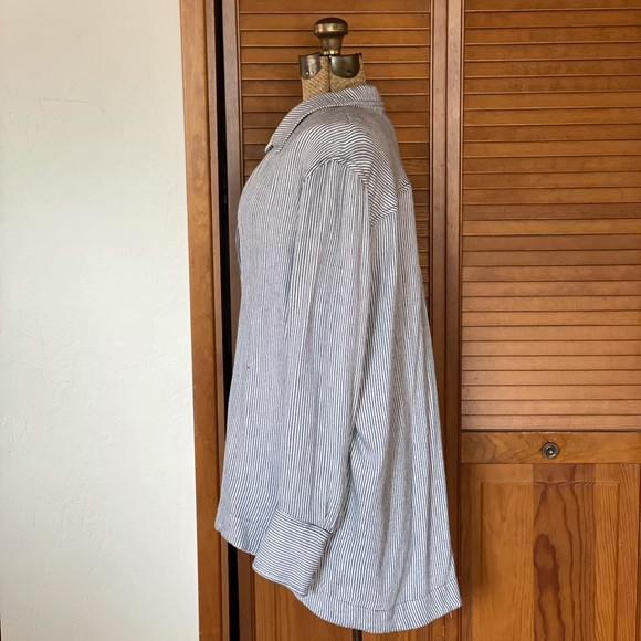 Free People | Blue & White Railroad Stripe Popover | L - Picture 5 of 15